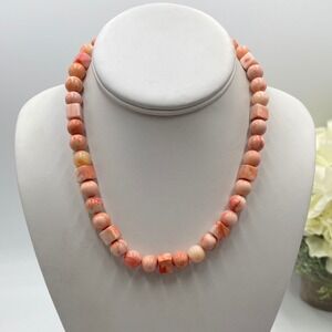 Peruvian Pink Andean Opal
Necklace 20' 925 Sterling Silver
Mixed Shape 61g Rare